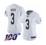 Women's Oakland Raiders #3 Drew Kaser White Vapor Untouchable Limited Player 100th Season Football Jersey