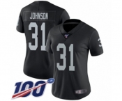 Women's Oakland Raiders #31 Isaiah Johnson Black Team Color Vapor Untouchable Limited Player 100th Season Football Jersey