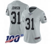 Women's Oakland Raiders #31 Isaiah Johnson Limited Silver Inverted Legend 100th Season Football Jersey