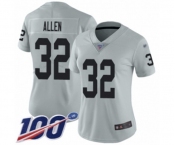 Women's Oakland Raiders #32 Marcus Allen Limited Silver Inverted Legend 100th Season Football Jersey