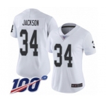 Women's Oakland Raiders #34 Bo Jackson White Vapor Untouchable Limited Player 100th Season Football Jersey