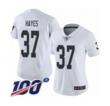 Women's Oakland Raiders #37 Lester Hayes White Vapor Untouchable Limited Player 100th Season Football Jersey