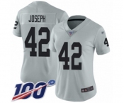 Women's Oakland Raiders #42 Karl Joseph Limited Silver Inverted Legend 100th Season Football Jersey