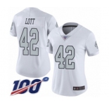 Women's Oakland Raiders #42 Ronnie Lott Limited White Rush Vapor Untouchable 100th Season Football Jersey