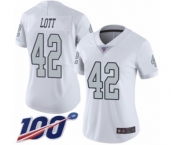 Women's Oakland Raiders #42 Ronnie Lott Limited White Rush Vapor Untouchable 100th Season Football Jersey