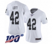 Women's Oakland Raiders #42 Ronnie Lott White Vapor Untouchable Limited Player 100th Season Football Jersey