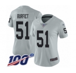 Women's Oakland Raiders #51 Vontaze Burfict Limited Silver Inverted Legend 100th Season Football Jersey