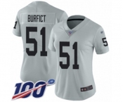 Women's Oakland Raiders #51 Vontaze Burfict Limited Silver Inverted Legend 100th Season Football Jersey