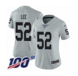 Women's Oakland Raiders #52 Marquel Lee Limited Silver Inverted Legend 100th Season Football Jersey