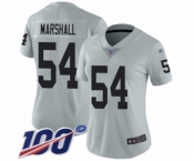 Women's Oakland Raiders #54 Brandon Marshall Limited Silver Inverted Legend 100th Season Football Jersey