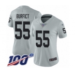 Women's Oakland Raiders #55 Vontaze Burfict Limited Silver Inverted Legend 100th Season Football Jersey