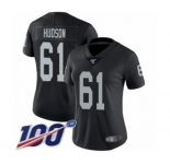 Women's Oakland Raiders #61 Rodney Hudson Black Team Color Vapor Untouchable Limited Player 100th Season Football Jersey