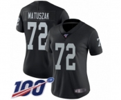 Women's Oakland Raiders #72 John Matuszak Black Team Color Vapor Untouchable Limited Player 100th Season Football Jersey