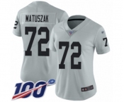 Women's Oakland Raiders #72 John Matuszak Limited Silver Inverted Legend 100th Season Football Jersey