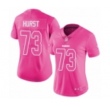 Women's Oakland Raiders #73 Maurice Hurst Limited Pink Rush Fashion Football Jersey