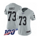 Women's Oakland Raiders #73 Maurice Hurst Limited Silver Inverted Legend 100th Season Football Jersey
