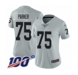 Women's Oakland Raiders #75 Brandon Parker Limited Silver Inverted Legend 100th Season Football Jersey