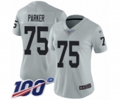Women's Oakland Raiders #75 Brandon Parker Limited Silver Inverted Legend 100th Season Football Jersey