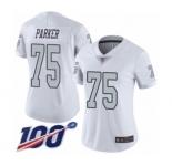 Women's Oakland Raiders #75 Brandon Parker Limited White Rush Vapor Untouchable 100th Season Football Jersey