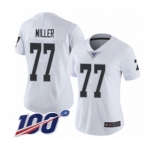 Women's Oakland Raiders #77 Kolton Miller White Vapor Untouchable Limited Player 100th Season Football Jersey
