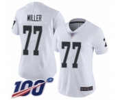 Women's Oakland Raiders #77 Kolton Miller White Vapor Untouchable Limited Player 100th Season Football Jersey