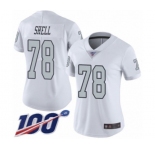 Women's Oakland Raiders #78 Art Shell Limited White Rush Vapor Untouchable 100th Season Football Jersey