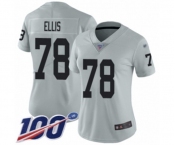 Women's Oakland Raiders #78 Justin Ellis Limited Silver Inverted Legend 100th Season Football Jersey