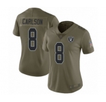 Women's Oakland Raiders #8 Daniel Carlson Limited Olive 2017 Salute to Service Football Jersey