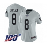 Women's Oakland Raiders #8 Daniel Carlson Limited Silver Inverted Legend 100th Season Football Jersey