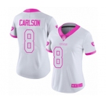 Women's Oakland Raiders #8 Daniel Carlson Limited White Pink Rush Fashion Football Jersey