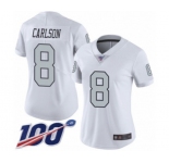 Women's Oakland Raiders #8 Daniel Carlson Limited White Rush Vapor Untouchable 100th Season Football Jersey