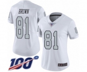 Women's Oakland Raiders #81 Tim Brown Limited White Rush Vapor Untouchable 100th Season Football Jersey