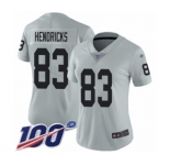 Women's Oakland Raiders #83 Ted Hendricks Limited Silver Inverted Legend 100th Season Football Jersey