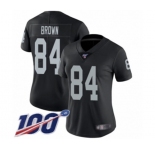 Women's Oakland Raiders #84 Antonio Brown Black Team Color Vapor Untouchable Limited Player 100th Season Football Jersey
