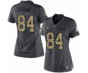 Women's Oakland Raiders #84 Antonio Brown Limited Black 2016 Salute to Service Football Jersey