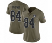 Women's Oakland Raiders #84 Antonio Brown Limited Olive 2017 Salute to Service Football Jersey
