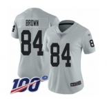 Women's Oakland Raiders #84 Antonio Brown Limited Silver Inverted Legend 100th Season Football Jersey