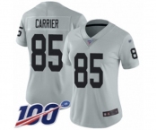 Women's Oakland Raiders #85 Derek Carrier Limited Silver Inverted Legend 100th Season Football Jersey