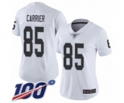 Women's Oakland Raiders #85 Derek Carrier White Vapor Untouchable Limited Player 100th Season Football Jersey