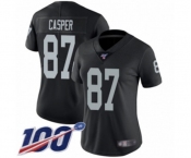 Women's Oakland Raiders #87 Dave Casper Black Team Color Vapor Untouchable Limited Player 100th Season Football Jersey