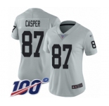 Women's Oakland Raiders #87 Dave Casper Limited Silver Inverted Legend 100th Season Football Jersey