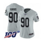 Women's Oakland Raiders #90 Johnathan Hankins Limited Silver Inverted Legend 100th Season Football Jersey