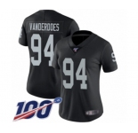 Women's Oakland Raiders #94 Eddie Vanderdoes Black Team Color Vapor Untouchable Limited Player 100th Season Football Jersey