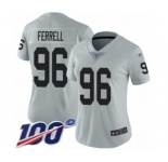 Women's Oakland Raiders #96 Clelin Ferrell Limited Silver Inverted Legend 100th Season Football Jersey