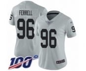 Women's Oakland Raiders #96 Clelin Ferrell Limited Silver Inverted Legend 100th Season Football Jersey