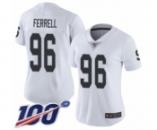 Women's Oakland Raiders #96 Clelin Ferrell White Vapor Untouchable Limited Player 100th Season Football Jersey