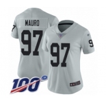 Women's Oakland Raiders #97 Josh Mauro Limited Silver Inverted Legend 100th Season Football Jersey