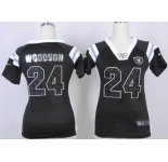 nike women nfl jerseys oakland raiders #24 woodson black[nike][fashion Rhinestone sequins][woodson]