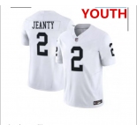 Youth Las Vegas Raiders #2 Ashton Jeanty White 2025 F.U.S.E. Vapor Stitched Football Jersey