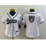 Youth Las Vegas Raiders White Team Big Logo With Patch Cool Base Stitched Baseball Jersey